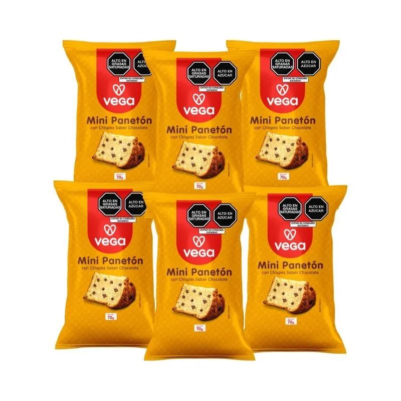 VEGA PANETONCITO 70GR CHISP. SABOR CHOC 6u